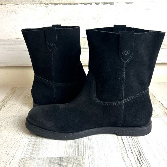 UGG Womens 6.5 Josefene Classic Flat Pull On Black Suede Ankle Boots NEW